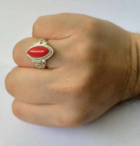 Anelli di lusso in argento sterling pietra principale corallo