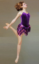 Adult Medium Tie-Dye Lyrical Dance Dress Costume AS TIME GOES BY Purple