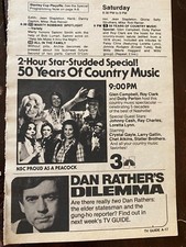 50 Years of Country Music, Glen Campbell, Loretta Lynn, Vintage TV Guide Ad