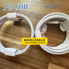 Braided USB C to USB C Cable For iPhone 15/16/17 Samsung PD 60W Fast Charger Lot