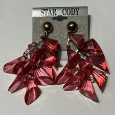 Orecchini pendenti rosa rossastro tono oro Star Cody nuovi 