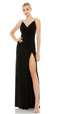 Mac Duggal Ieena 26695 Spaghetti Strap High Slit Dress - Size 0   MSRP $398