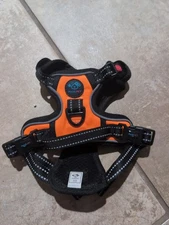 PHOEPET No Pull Dog Harnesses Reflective Adjustable-Orange/Black | X-Small