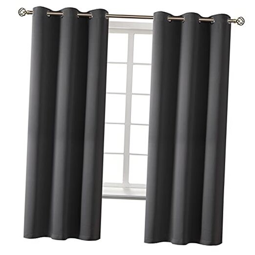 Blackout Curtains - Grommet Thermal Insulated Room 42W x 63L Dark Grey