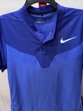 Nike Golf Snap Btn Blue On Blue POLO SHIRT Large L