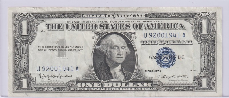 1957 Silver Certificate US Dollar Bill Blue Seal Note Rare FANCY SERIAL NUMBER🔥