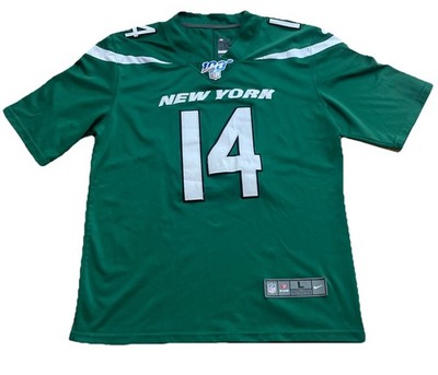 Nike NY Jets NFL 100th Anniversary Patch Jersey Green #14 Darnold