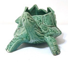 Vintage McCoy Style Green Turtle Planter Ceramic Pottery Tropical Leaf Vase 8.5” — photo 3