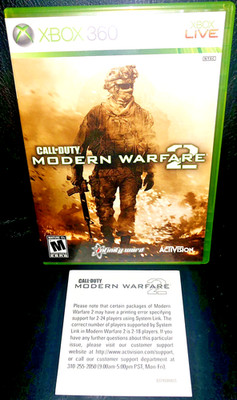 Call Of Duty Modern Warfare 2 Xbox 360 206 Part Code! System Link ERROR RARE 
