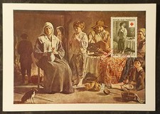 1956 CARTE MAXIMUM CARD RED CROSS 1er JOUR CROIX ROUGE JEUNE PAYSAN DE LE NAIN