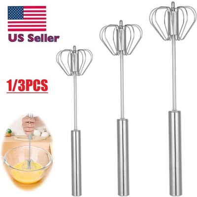 Semi-Automatic Egg Whisk Hand Push Egg Beater Stainless Steel Blender Mixer Tool