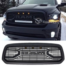Front Grille For 2013-2018 Dodge Ram 1500 Upper Bumper Grill Black Wletterled