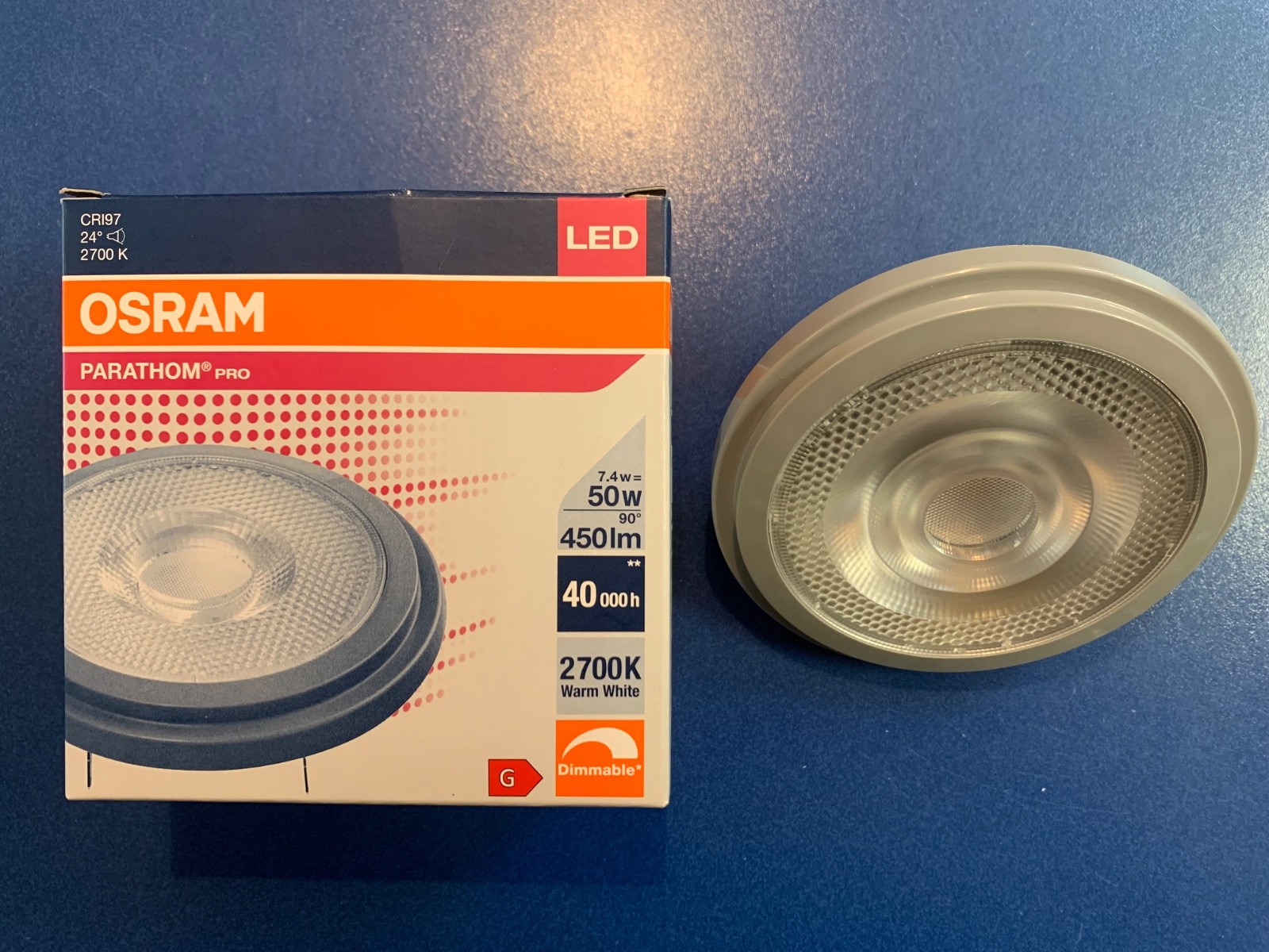 OSRAM LED Parathom Pro AR111 50 24° Dimmable G53 7.4W (50W) 450LM 2700K WW