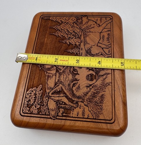 WILDERNESS WOODS Lasergravur Wölfe Wald Schmuckkästchen 6” x 5” - Bild 13 von 14