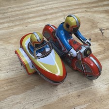 Vintage Toy Tin Colorful Motorcycle w/Sidecar Collectible Adult Toy MS281