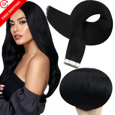 Full Shine Tape in Hair Extensions Human Hair, Jet 18 Inch, 1 Black
