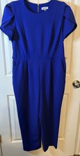 Calvin Klein Women?s 14 Pant Suit Pantsuit Blue Tulip Sleeve Cottagecore Career