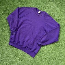 Vintage 90s Jerzees Purple Crewneck Sweatshirt Made USA Blank XL Faded Russell