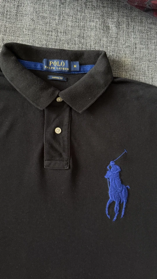 Polo Ralph Lauren Herren Poloshirt Kurzarm Gr. M Custom Fit Schwarz mit Big Pony - Bild 2 von 3