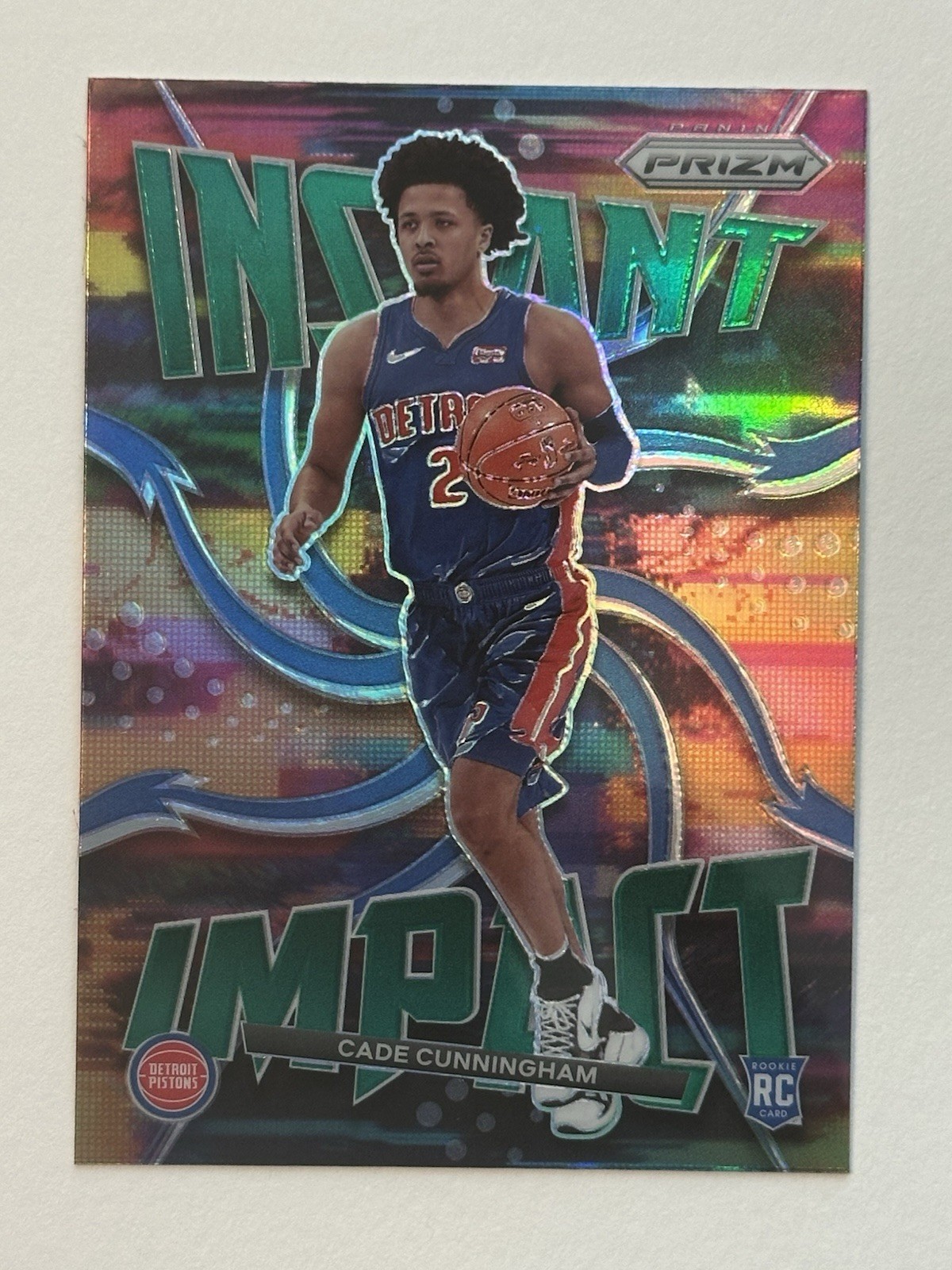 2021-22 PANINI PRIZM CADE CUNNINGHAM (RC) #1 INSTANT IMPACT GREEN PRIZM PISTONS!