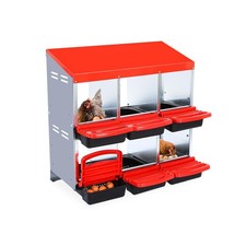 Chicken Nesting Box, 6 Hole 2 Layer Hen Nest Box, Roll Away Eggs Laying Box,C...