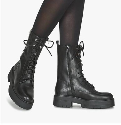 NEUE GEOX STIEFELETTEN LEDER  SCHWARZ GR.37 GESCHNÜRTE STIEFEL BOOTS