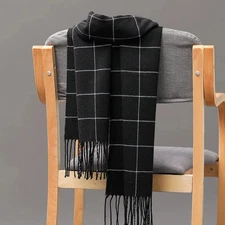 Winter Plaid Warm Scarf Men Long Shawl Wrap Pashmina Neckerchief Tassel