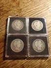 Lot of 4 Barber Half Dollars VG to XF Condition 90% Silver !