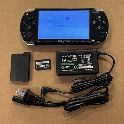 Black Sony PSP 2000 System w/ 64gb Memory Card + Glass Lens Bundle