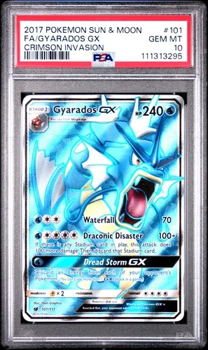 2017 POKEMON SUN & MOON CRIMSON INVASION #101 FULL ART/GYARADOS GX PSA 10