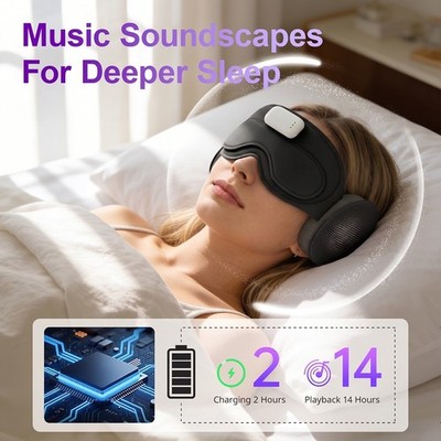 W&O Sleep Mask with Bluetooth Headphones, 3D Sleep Mask Wireless Music Eye Mask