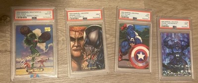 Lot Of 4 - Marvel 94 Fleer Trading Cards - PSA Graded - Three 9 s And One 8.