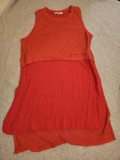 RO & DE Tank Dress Womens Large Red Sleeveless Hi-Low Sweater Dress Made USA