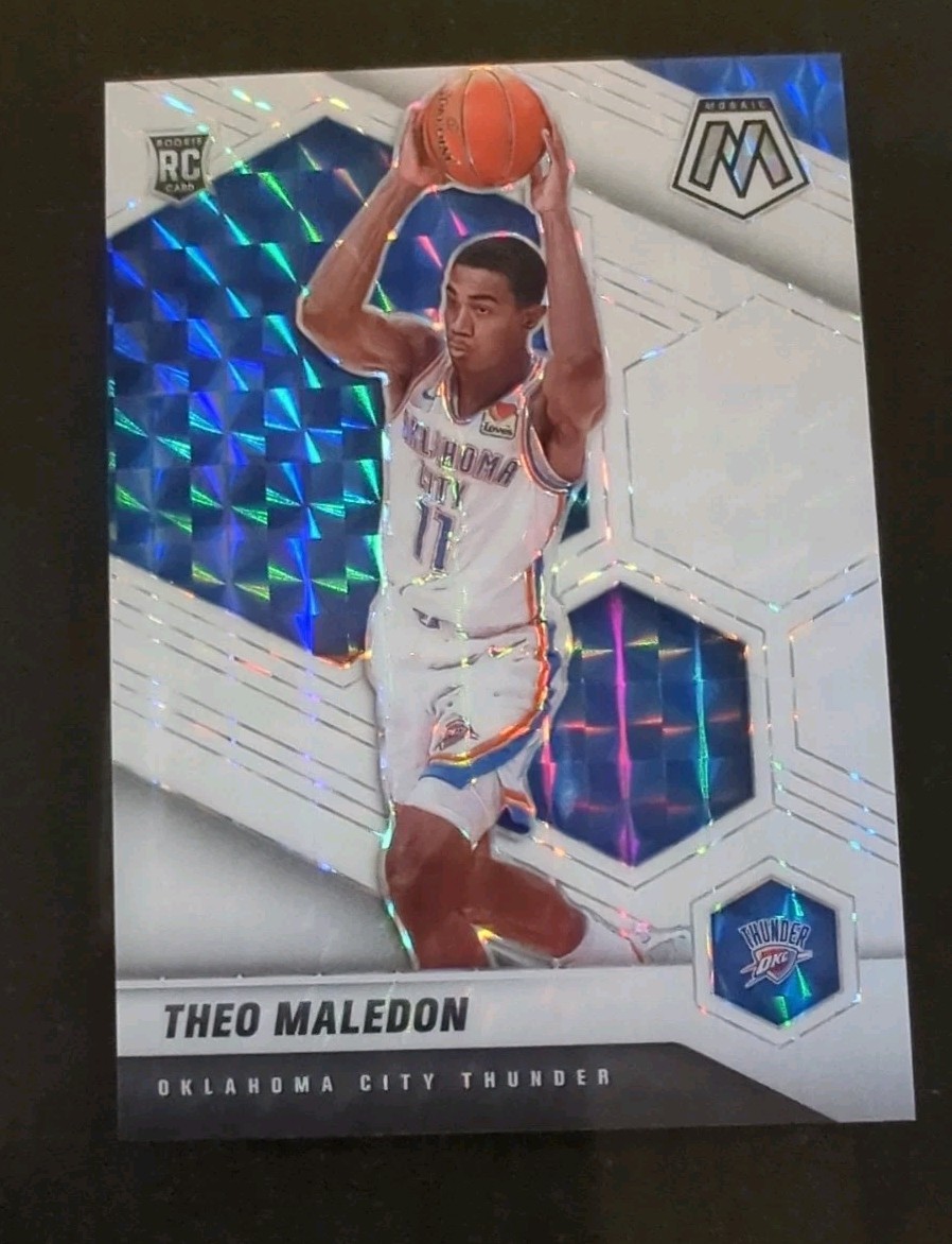 🏀2020-21 Theo Maledon RC Panini Mosaic White Mosaic Prizm Card 218 OKC /25