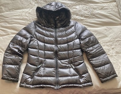 Calvin Klein Women s Puffer Jacket Dark Silver Packable Lightweight Coat Large
