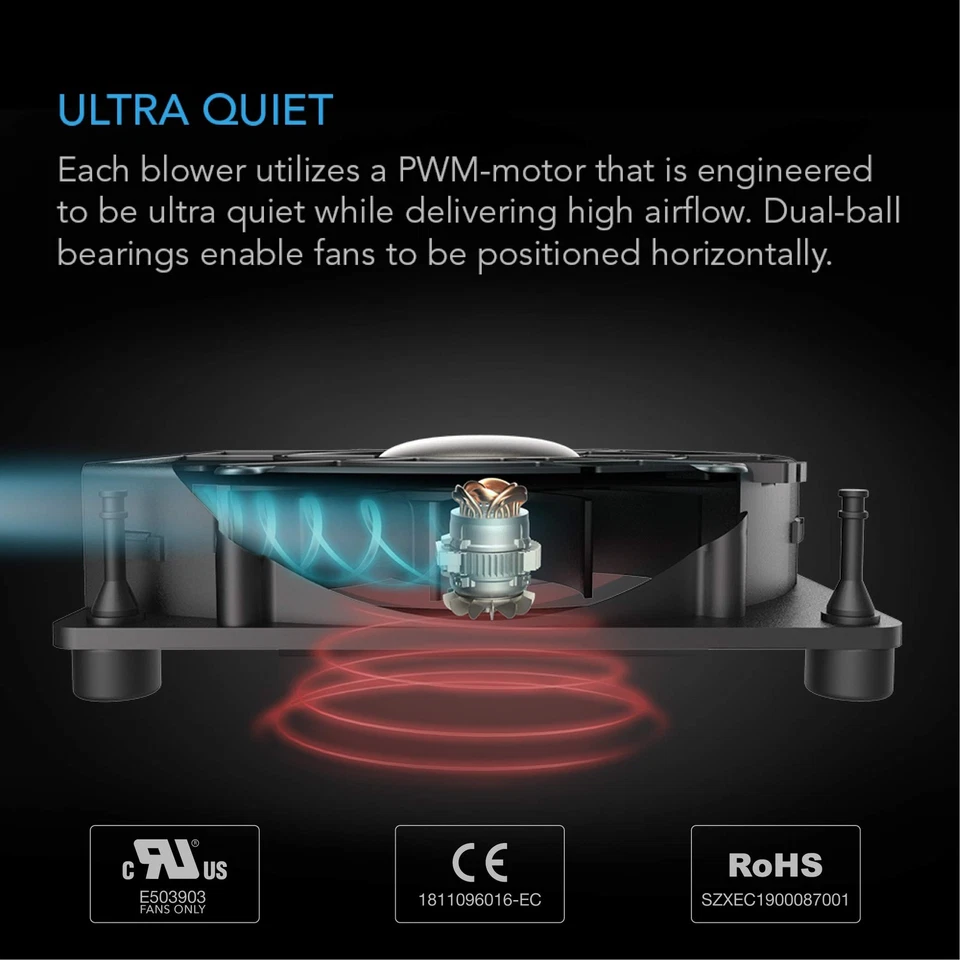 AC Infinity MULTIFAN S2, Quiet 120mm USB Blower Fan with Speed Control, - Image 4 of 4