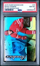 2015 FLEER SHOWCASE FLAIR SHOWCASE #37 NOAH HANIFIN ROOKIE RC PSA 8