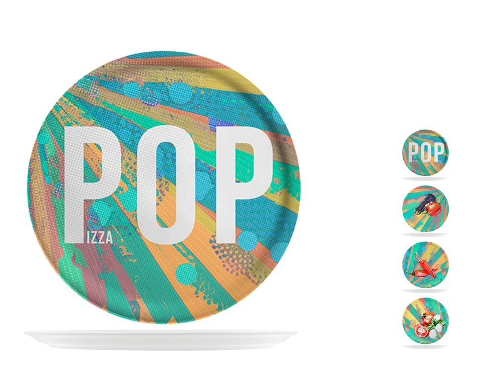 Saturnia 4 Pizza Plates Pop In Decorated Porcelain 31 Cm