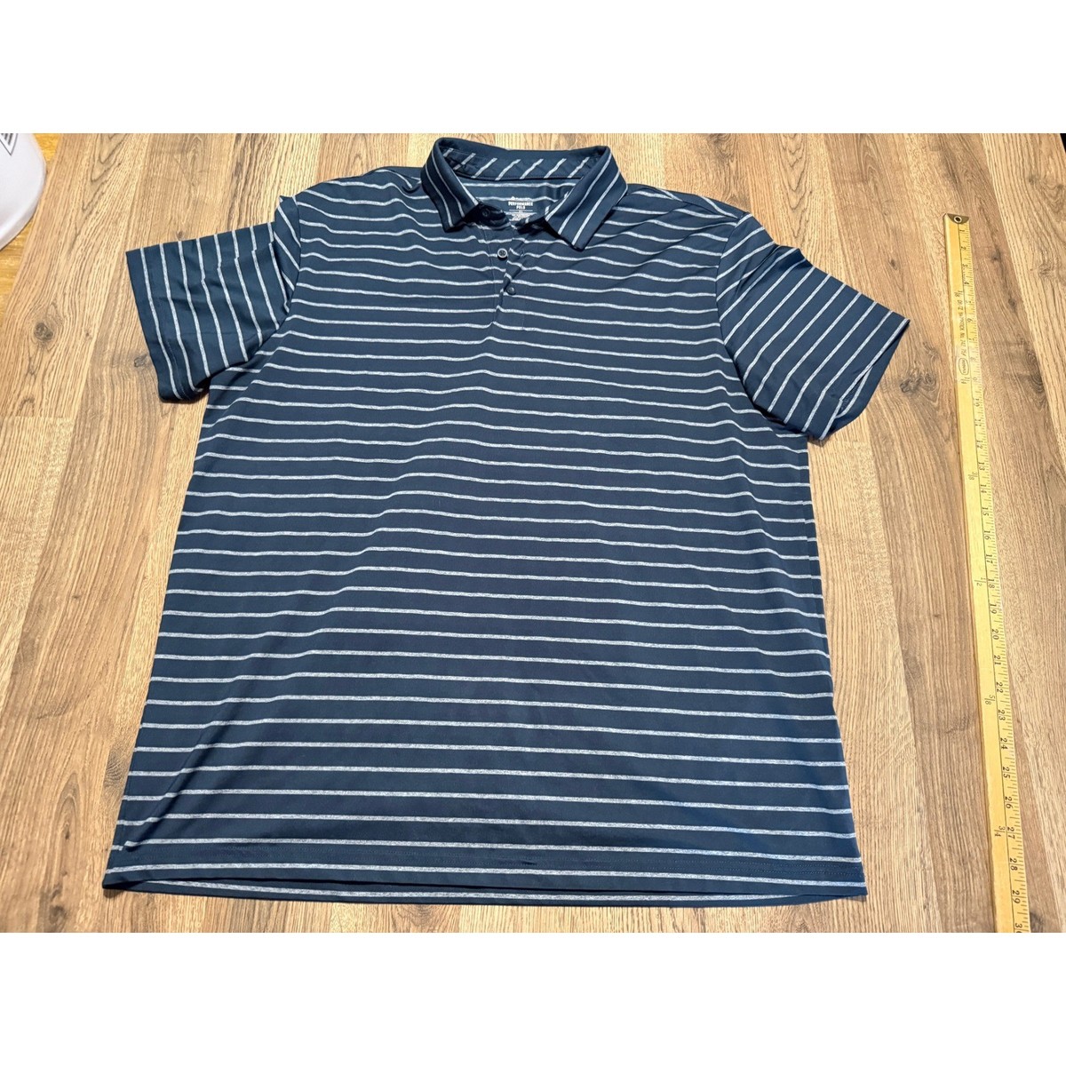 Members Mark Performance Polo Shirt Mens XL Navy Blue Striped Golf