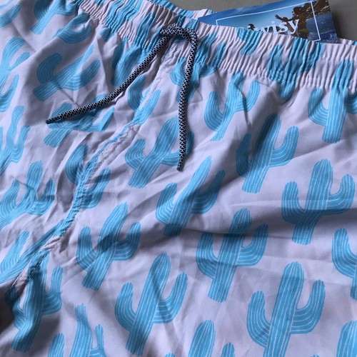 Biwisy Pale Pastel Cactus Board Shorts / Swim Trunks ~Size 2XL ~ NEW W/Tags - Picture 2 of 4