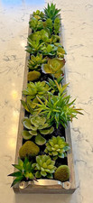 Rustic Faux Succulent Centerpiece Wood Plante...