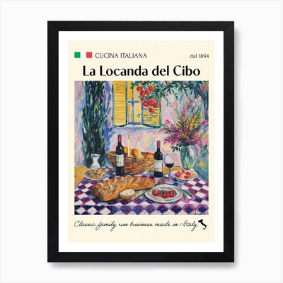 La Locanda Del Cibo Trattoria Itali Framed Wall Art Poster Canvas Print Picture