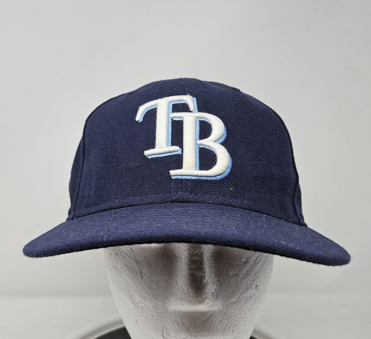 Tampa Bay Rays Hat Cap Fitted Mens 7 1/8 Navy Blue MLB Baseball New Era