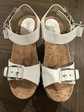 Women's Colby Triple-Buckled Platform Sandals White Sz 7 Mrsp $175