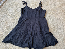 GAP Women's S Black Solid V-Neck Sleeveless Sundress Tie Straps Short