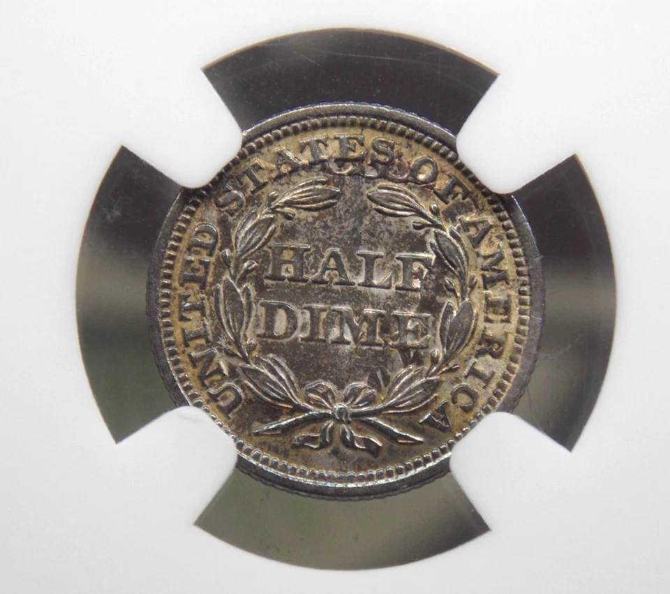 1853 "P" Seated Liberty Half Dime *ARROWS* H10 NGC MS64 CAC #009 Unc BU ECC&C - Image 2 of 4