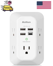 5 Outlet Extender Surge Protector Multi Plug Wall Adapter USB Charger Ports with