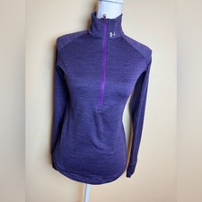 Under Armour Womens Tech Heathered Purple Half-Zip Long Sleeve Top small