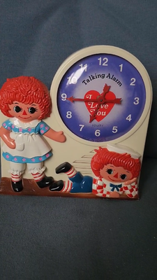 Working Raggedy Ann Andy Wind-Up Talking Alarm Clock & AM Radio