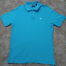 Chaps Men's Size Large Solid Blue Short Sleeve Polo Shirt